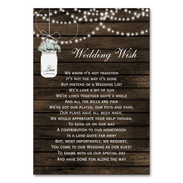 tarjeta de detalles rústica de boda de albañil de  (Anverso)