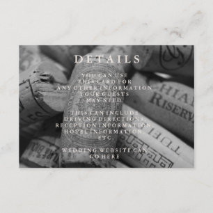 Tarjeta de detalles rústica de la recepción