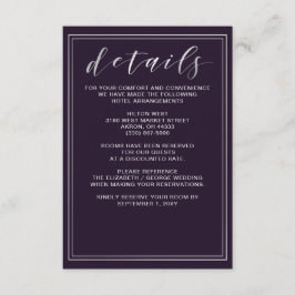 Tarjeta de detalles simple de Boda púrpura