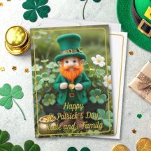 Tarjeta de Día Cute Leprechaun Pot O' Gold St Patr