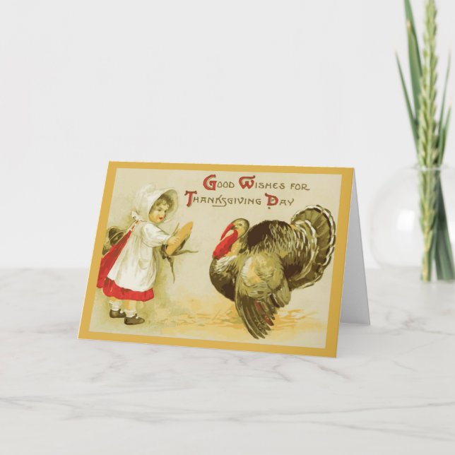 Tarjeta de Día de Acción de Gracias Vintage (Anverso)