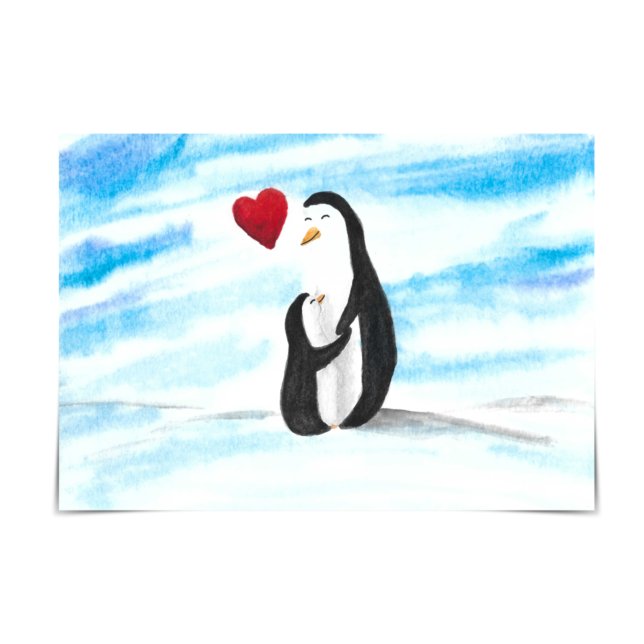 Tarjeta de Día de Adopción para Mamá y Bebé Pingüi (Subido por el creador)