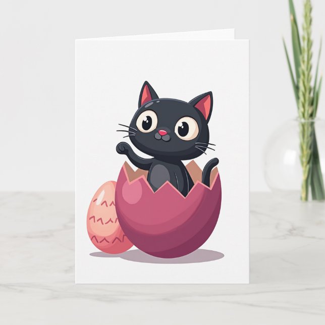 Tarjeta de día de eclosión de gatito lindo (Anverso)