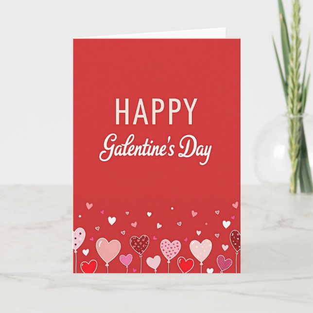 Tarjeta de día de Galentines con patrón de corazon (Anverso)