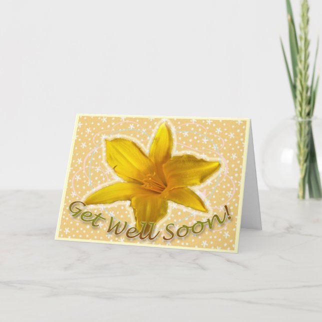 Tarjeta de Día de Hemerocallis Amarillo para Desea (Anverso)