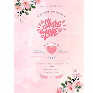 tarjeta de día de ilustraciones rojas rosadas vale