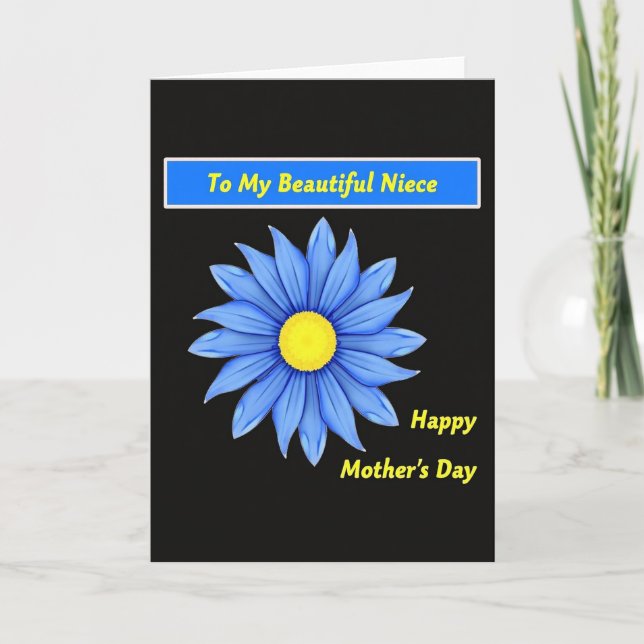 Tarjeta de día de la Flor Azul Radiante (Anverso)