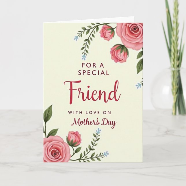 Tarjeta de Día de la Madre Amiga Carmesí (Anverso)