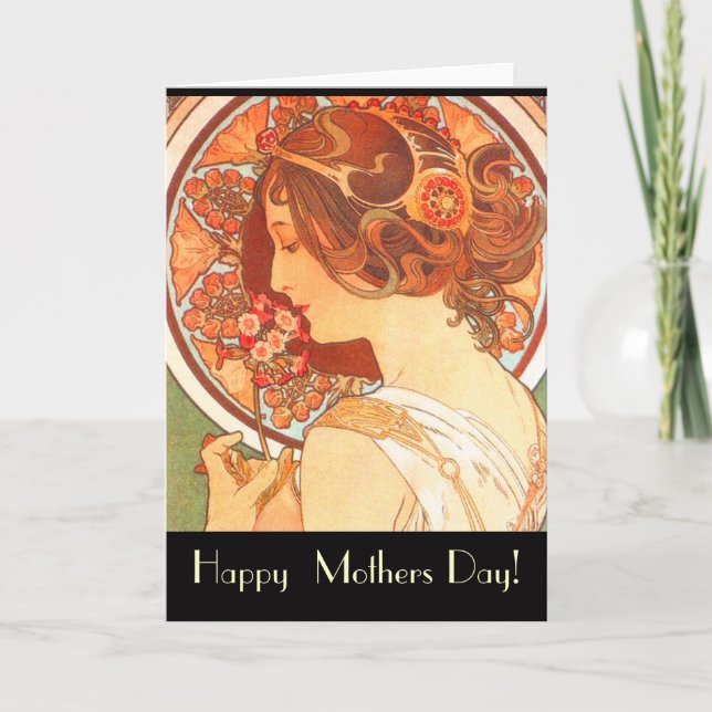 Tarjeta de Día de la Madre Art Nouveau Lady (Anverso)