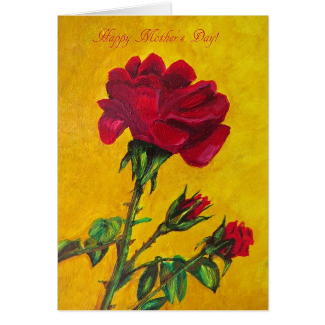 tarjeta de Día de la Madre, arte de la Rosa Roja (Frente)