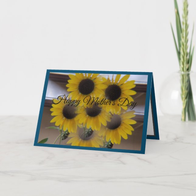 Tarjeta de Día de la Madre azul Sunflower Kaleidos (Anverso)