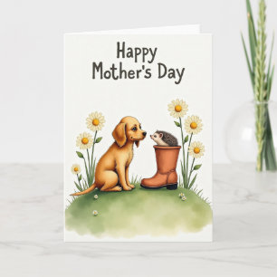 Tarjeta de Día de la Madre Cachorro Dorado