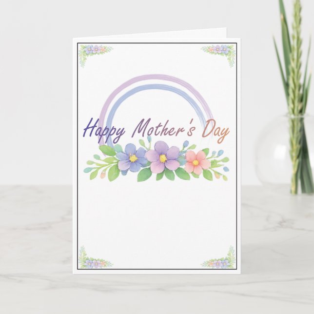 Tarjeta de Día de la Madre con flores de arcoíris  (Anverso)