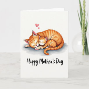 Tarjeta de Día de la Madre con gato a rayas y amor