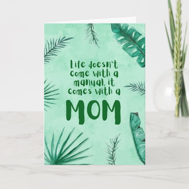 Tarjeta de Día de la Madre con las hojas verdes (Anverso)