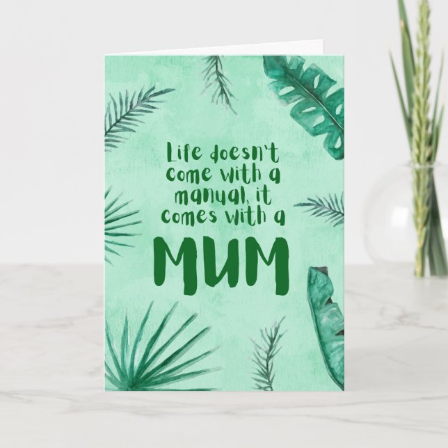 Tarjeta de Día de la Madre con las hojas verdes (Anverso)