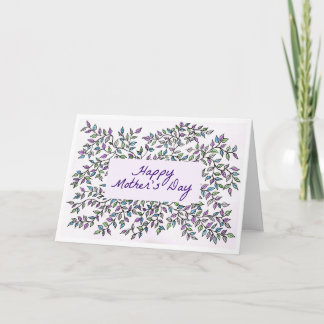 Tarjeta de Día de la Madre con vino morado y verde
