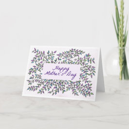 Tarjeta de Día de la Madre con vino morado y verde