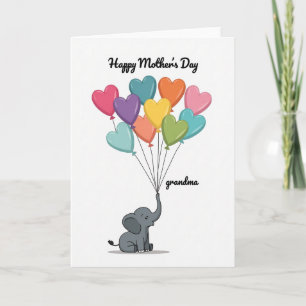 Tarjeta de Día de la Madre Corazones de Elefante