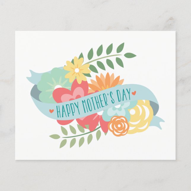 Tarjeta de Día de la Madre Cute Florals de Bonito  (Anverso)
