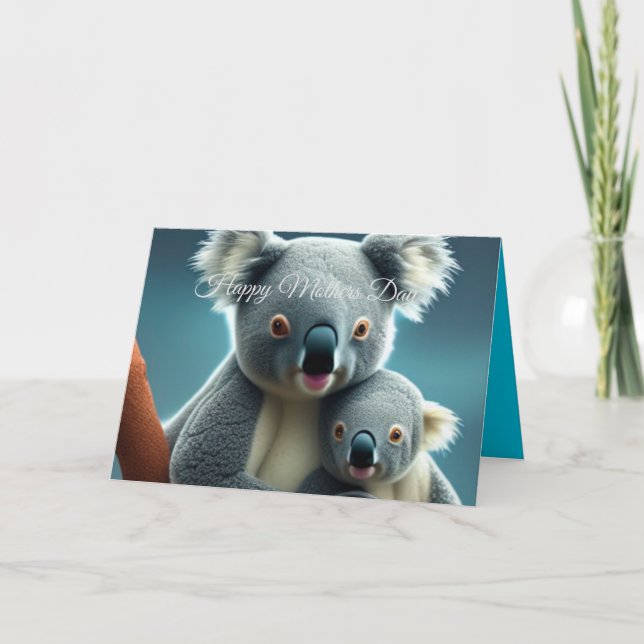Tarjeta de Día de la Madre Cute Koala y Baby (Anverso)