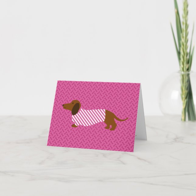 Tarjeta de Día de la Madre Dachshund rosa (Anverso)