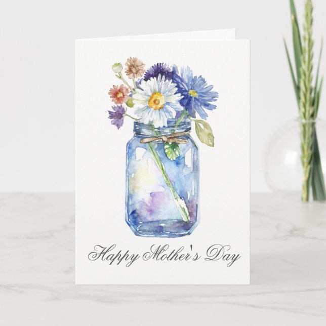 Tarjeta de Día de la Madre de acuarela floral de b (Anverso)