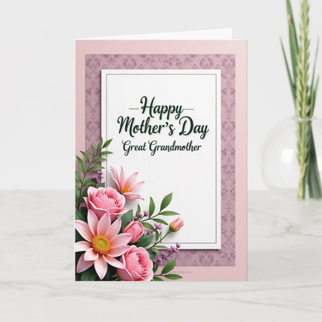 Tarjeta de día de la madre de damasco malva (Anverso)
