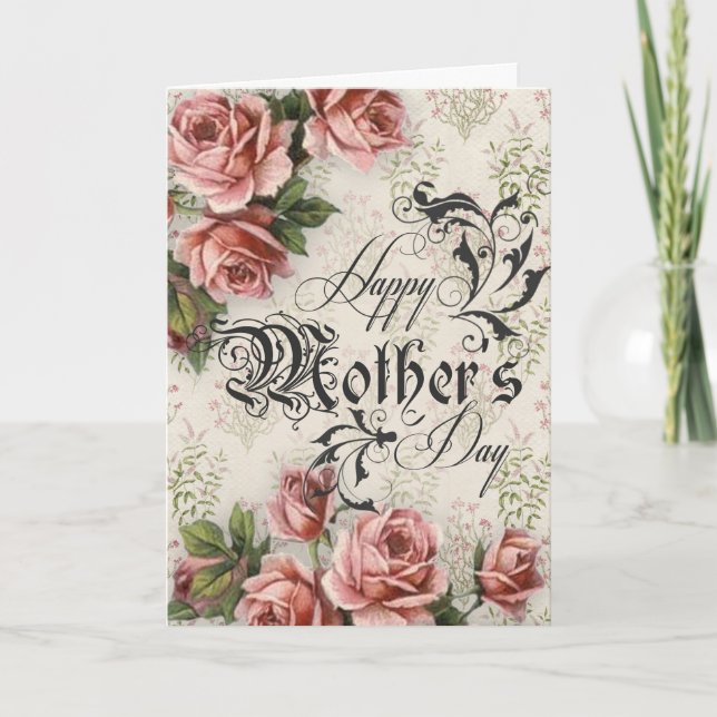 Tarjeta de Día de la Madre de Estilo Antiguo (Anverso)