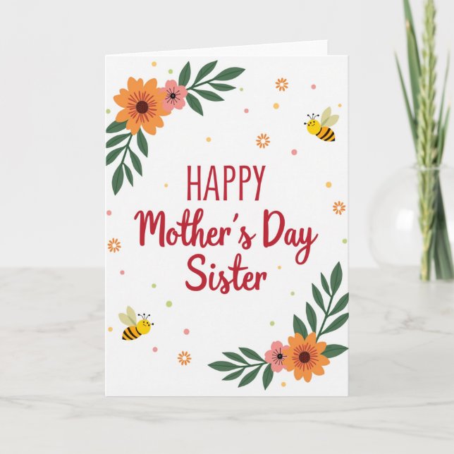 Tarjeta de Día de la Madre de Hermana de Dibujos A (Anverso)