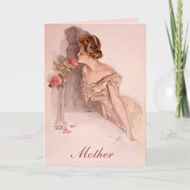 Tarjeta de Día de la Madre de las viejas Rosas vic (Anverso)