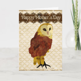 Tarjeta de Día de la Madre de Lechuza Ruby Dorada