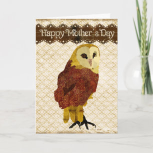Tarjeta de Día de la Madre de Lechuza Ruby Dorada