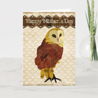 Tarjeta de Día de la Madre de Lechuza Ruby Dorada