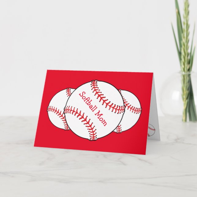Tarjeta de Día de la Madre de mamá de Softball (Anverso)