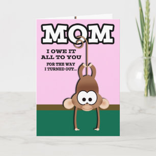 Tarjeta de Día de la Madre de mono Cheeky