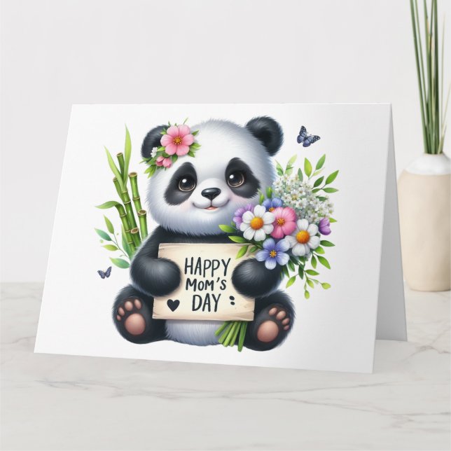 Tarjeta de Día de la Madre de oso bonito Panda (Anverso)