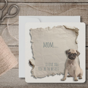 Tarjeta de Día de la Madre de pug Dog Mom