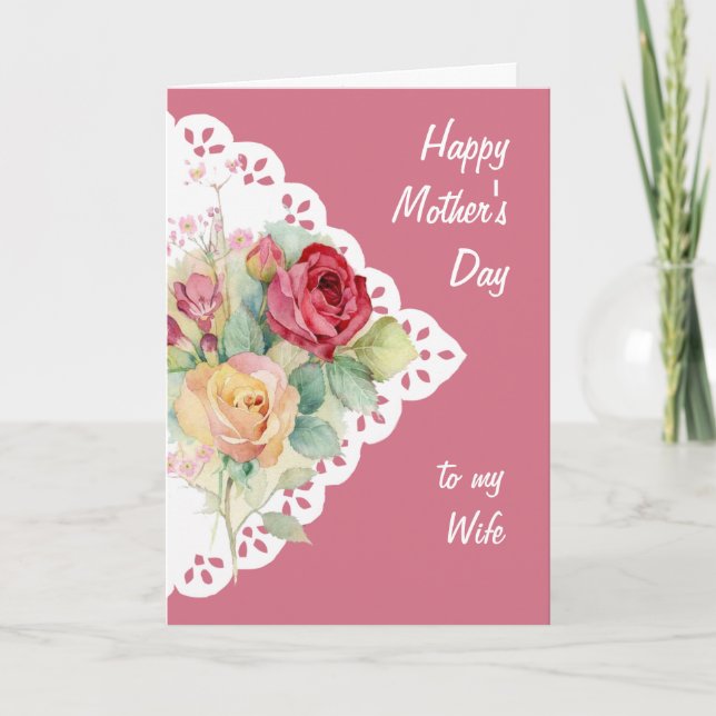 Tarjeta de Día de la Madre de una mujer con flores (Anverso)