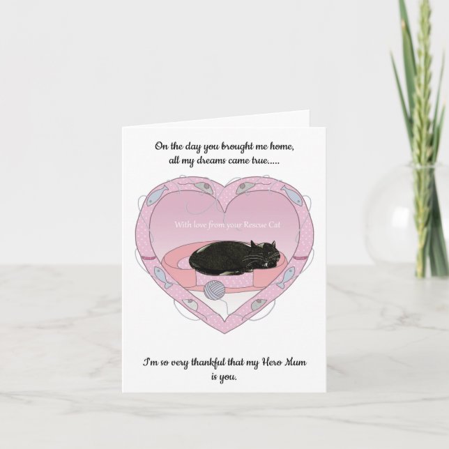 Tarjeta de Día de la Madre del gato. (Anverso)