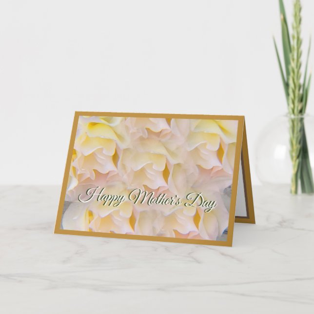 Tarjeta de Día de la Madre dorado de cúmulo rosa r (Anverso)