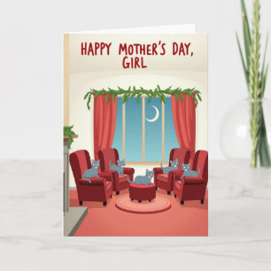 Tarjeta de Día de la Madre Dulce para Gatos