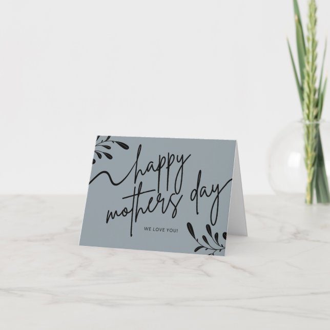 Tarjeta de Día de la Madre escandinava floral impr (Anverso)
