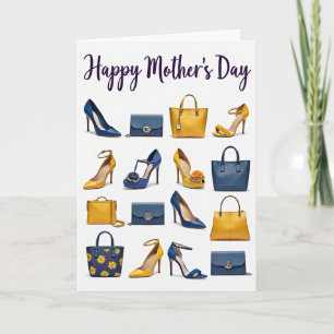 Tarjeta de Día de la Madre estilo Azul Amarillo