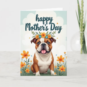 Tarjeta de Día de la Madre Floral Amor Cachorro