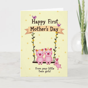 Tarjeta de Día de la Madre Floral con Columpio