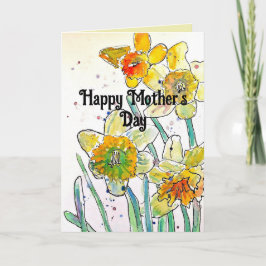 Tarjeta de Día de la Madre floral Daffodil Waterco