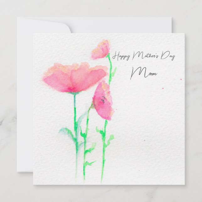 Tarjeta de Día de la Madre Floral Rosa (Anverso)