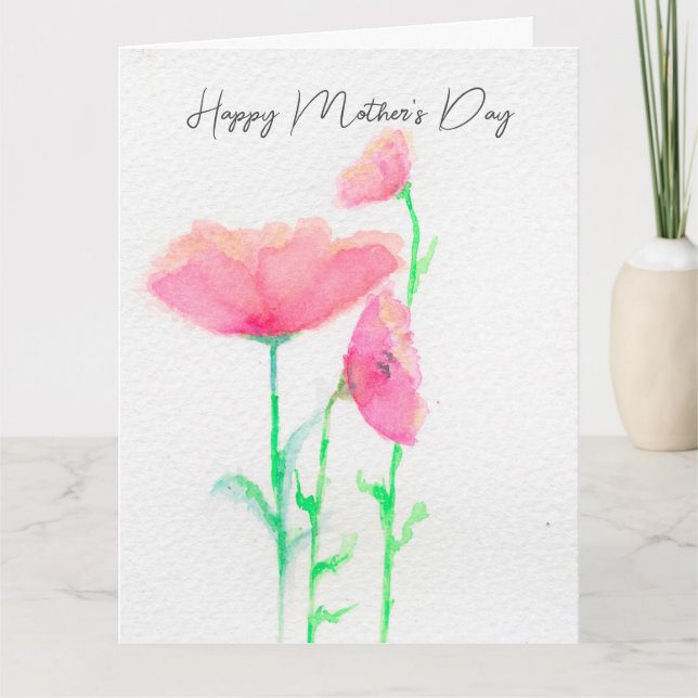 Tarjeta de Día de la Madre Floral Rosa (Anverso)