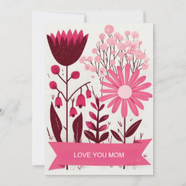 Tarjeta de Día de la Madre floral rosa clásica